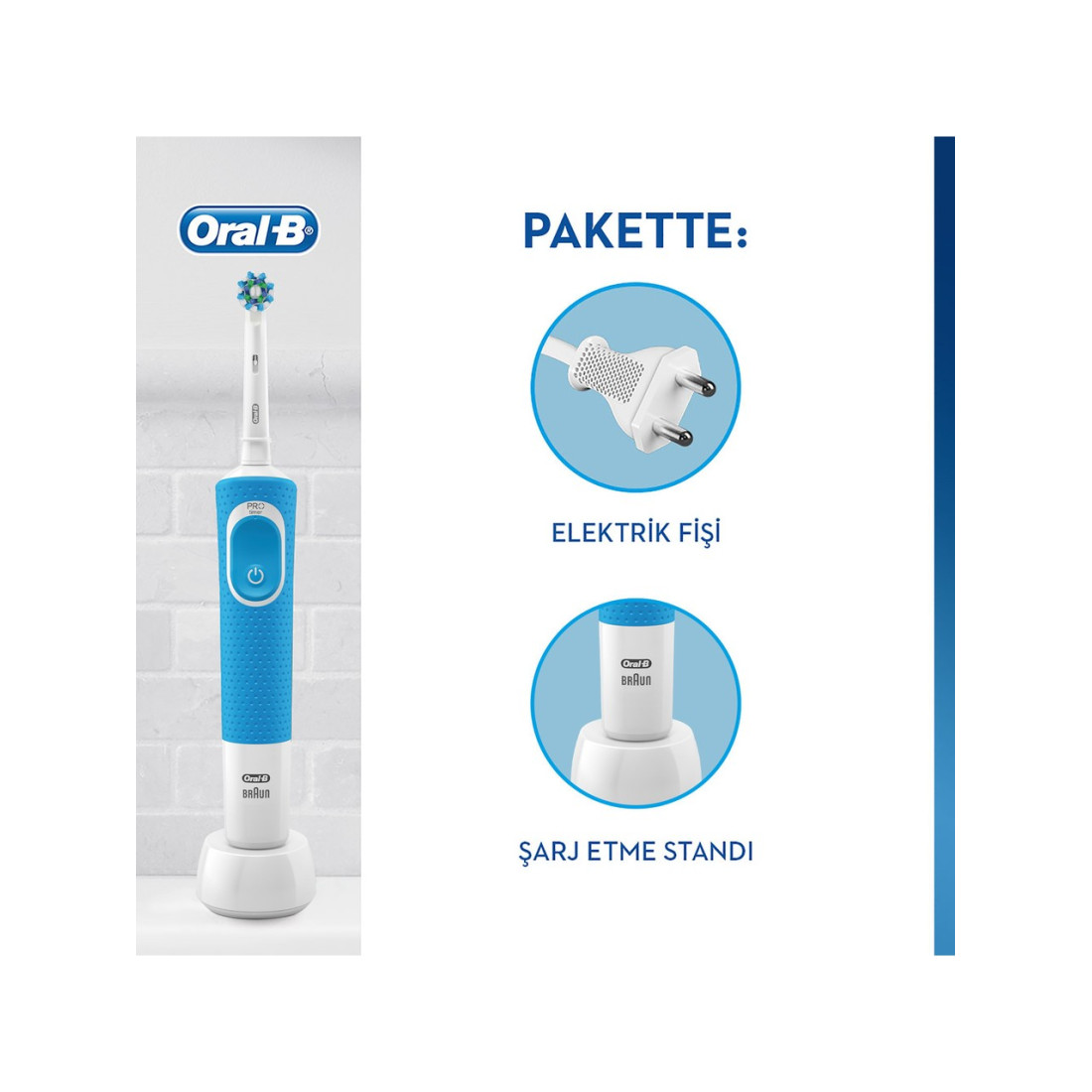 Oral-B Vitality 100 Cross Action Mavi Şarjlı Diş Fırçası