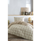 Casa Carina Kare Krem Rengi Ranforce Lastikli Çarşaflı Tek Kişilik Nevresim Takımı