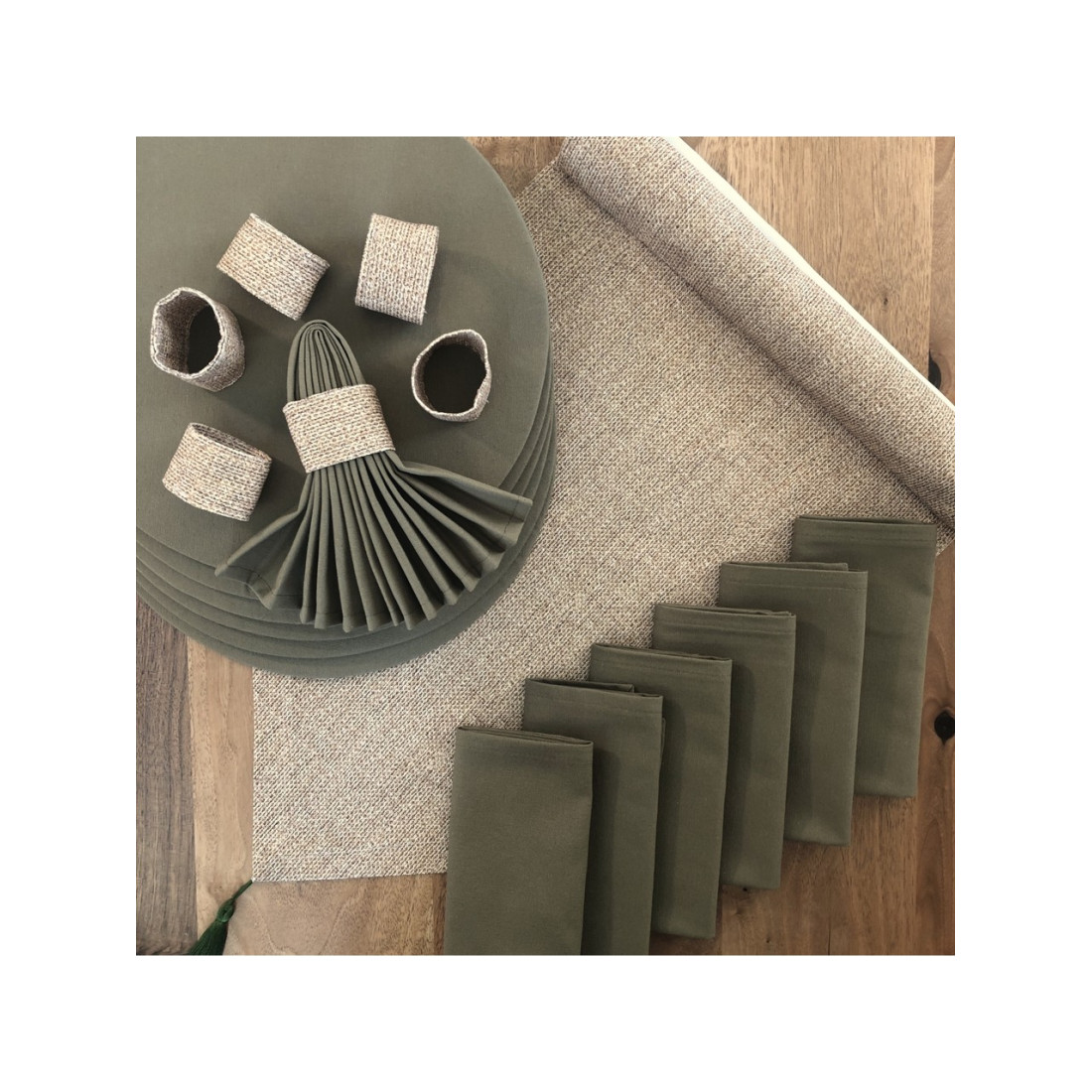 desen izmir Amerikan Servis, 6 Supla,6 Peçete 6 Peçete Halkası Ve Runner Jut Desen