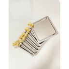 Aslı Hediyelik 6'lı Lüx Kelebek Aksesuarlı Paslanmaz Çelik Kare Gümüş Kahve, Çay, Dekoratif Sunum Servis Tepsisi