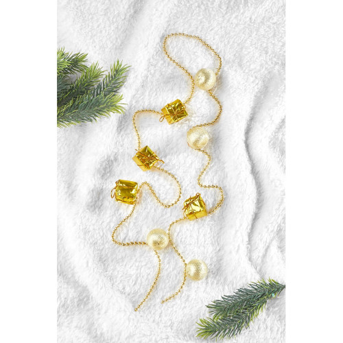 Waldern Yılbaşı Çam Ağacı Zincir Süs Hediye Paketi- Cici Top 120CM Altın