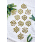 Waldern Yılbaşı Çam Ağacı Süsü Simli Kar tanesi 12li - Gold