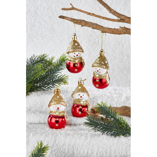 Waldern 4lü Yılbaşı Çam Ağacı Kardan Adam Süs 8 cm