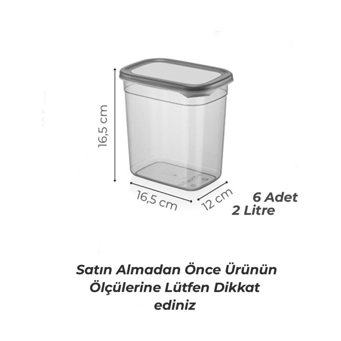 Kitchen Life 6'lı Etiketli Moly Dikdörtgen Erzak Saklama Kabı Seti 2000ml -çoklu Yapılabilen Set Kapaklı 2 Litre
