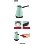 Sinbo SCM-2955 400 ml Kapasite Elektrikli Cezve Turkuaz Renk ve Pratik Özellikler