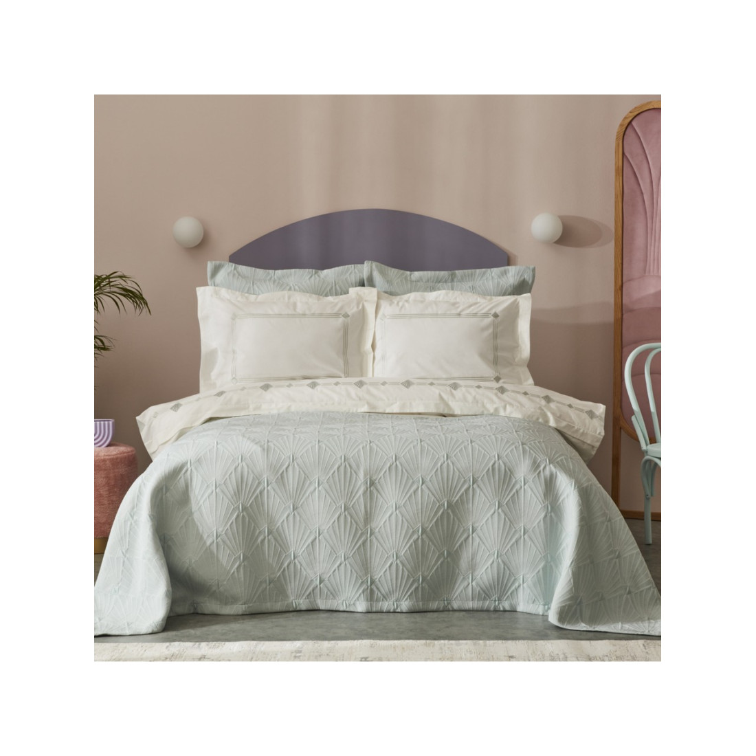 Karaca Home Diamond Çift Kişilik 9 Parça Düet Set Mavi