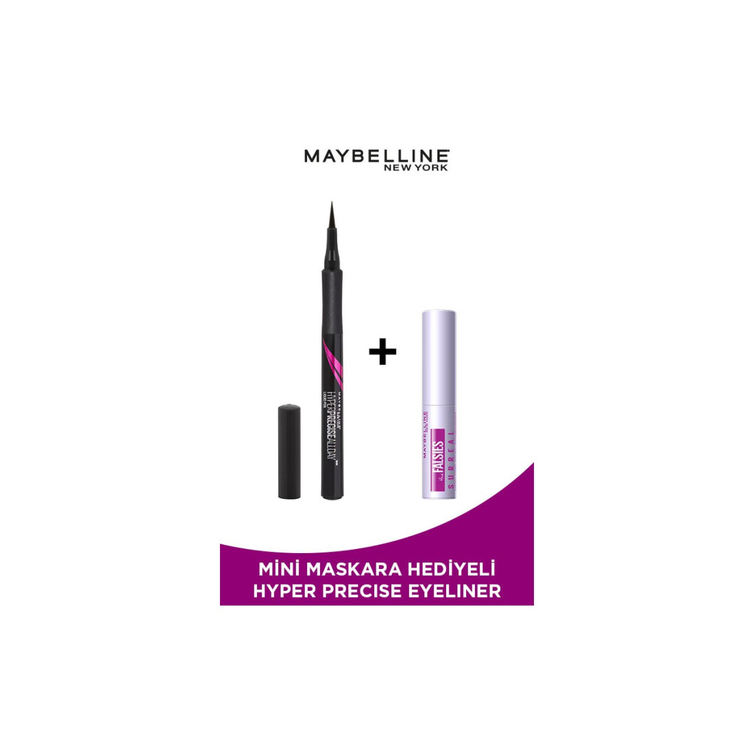 Maybelline New York Mini Surreal Maskara Hediyeli Hyper Precise All Day Eyeliner - Mat Siyah