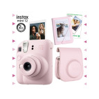 Fujifilm Instax Mini 12 Pembe Fotoğraf Makinesi-10'lu Film-Mini Albüm ve Deri Kılıf Seti