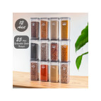 Porsima Org-432 Etiketli 12li Jumbo Boy - Bakliyat Saklama Kabı - Erzak Saklama Kabı Seti Şeffaf 1900 ml