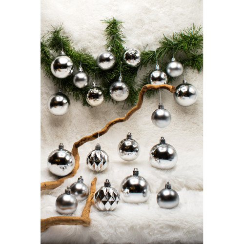 Waldern 20li Karışık Desenli Yılbaşı Süsü Gümüş Cici Top