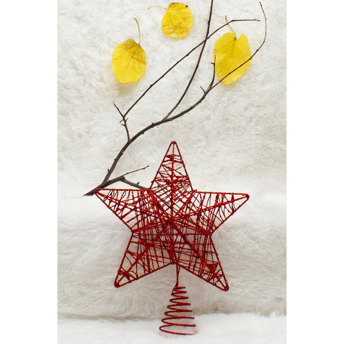 Waldern Yılbaşı Çam Ağacı Yıldız Tepeliği Kırmızı 25 cm