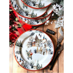 Casa De Bella Yılbaşı Desenli 6 Kişilik Porselen Pasta Tabağı