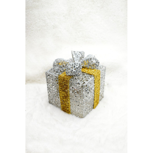 Waldern Yılbaşı Çam Ağacı Hediye Paketi Küçük Boy Gümüş-Gold 16*16*16 CM