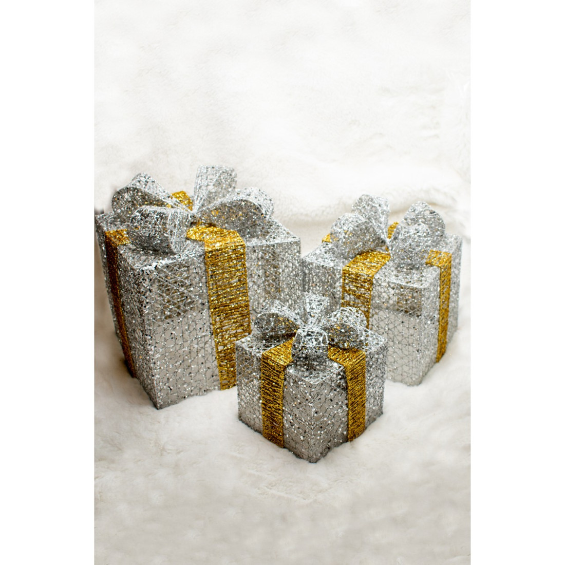 Waldern Yılbaşı Çam Ağacı Hediye Paketi Küçük Boy Gümüş-Gold 16*16*16 CM