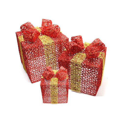 Waldern Yılbaşı Çam Ağacı Hediye Paketi Orta Boy Kırmızı-Altın 22*22*22 CM