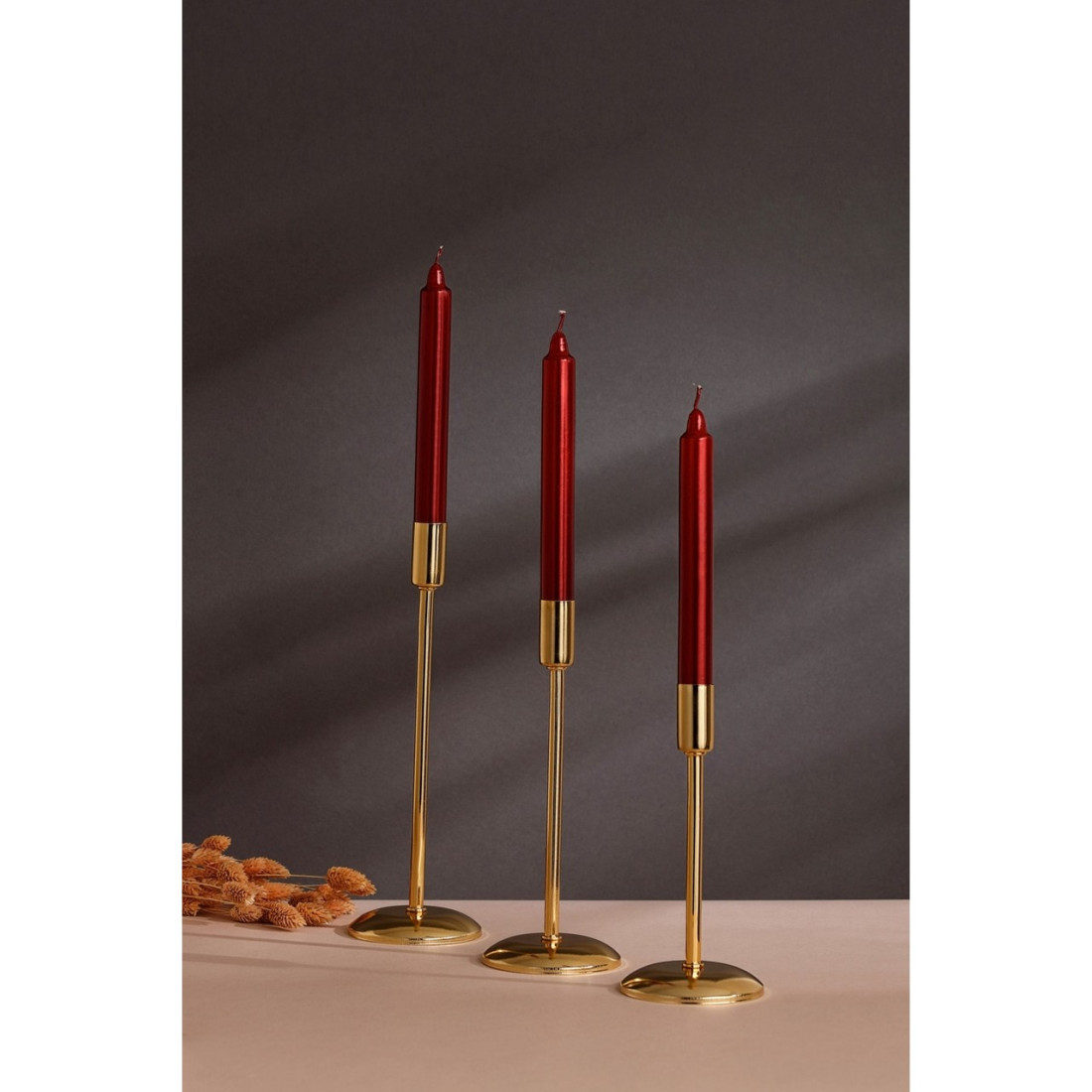 mba decor metal bending art 3'lü ( Üçlü ) Düz Ayak Gold Şamdan Mumluk Dekoratif Mumluk Paslanmaz Kaplama Ev