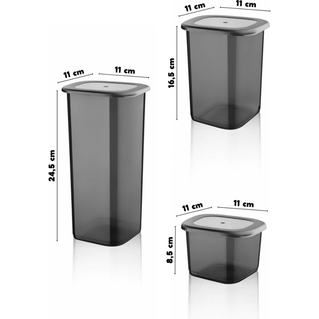Nandy Home Etiketli 18'li Antrasit Ekonomik Kırılmaz Saklama Kabı Seti x6 - 1,75/1,2/0,5 Lt