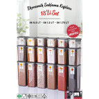 Nandy Home Etiketli 18'li Antrasit Ekonomik Kırılmaz Saklama Kabı Seti x6 - 1,75/1,2/0,5 Lt