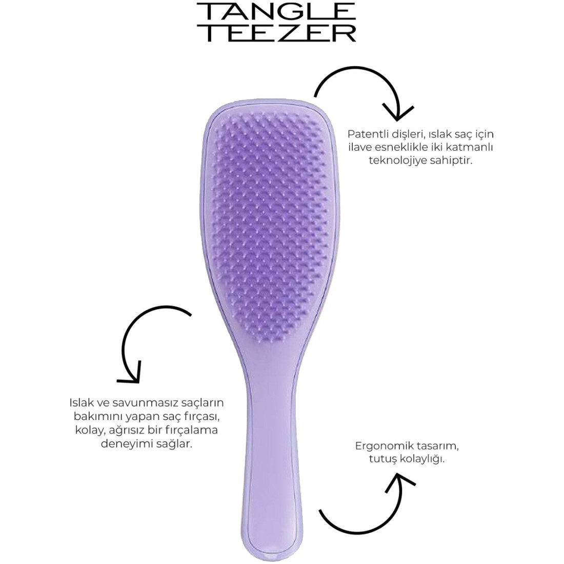 Tangle Teezer The Ultimate Detangler Wet Naturally Curly Eletriklenme Önleyici Saç Fırçası-Tarak (Dalgalı Saçlar)