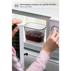 Kitchen Life 12'li Jumbo Boy Etiketli Square Kare Erzak Saklama Kabı Seti 1750 ml - Sert Kapak