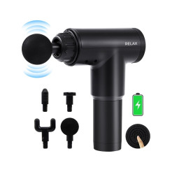 Relax Masaj Tabancası Sporcu Masaj Aleti 4 Başlıklı Şarjlı Titreşimli Sporcu Masaj Tabancası