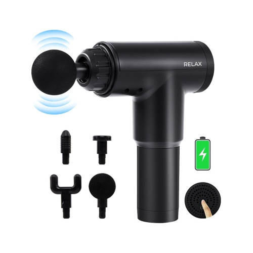 Relax Masaj Tabancası Sporcu Masaj Aleti 4 Başlıklı Şarjlı Titreşimli Sporcu Masaj Tabancası