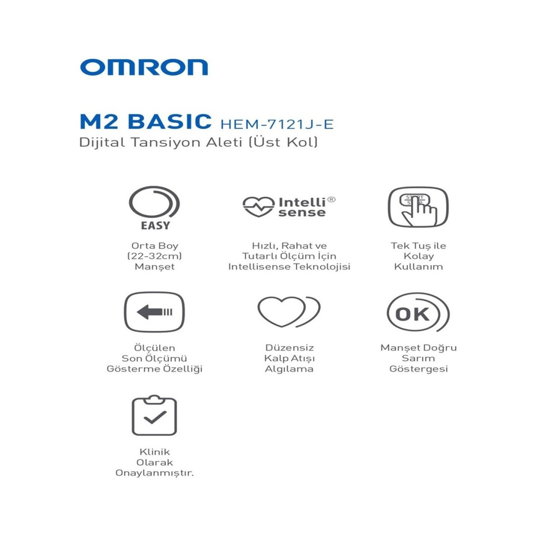 Omron M2 Basic HEM-7121J-E Üst Koldan Ölçer Dijital Tansiyon Aleti