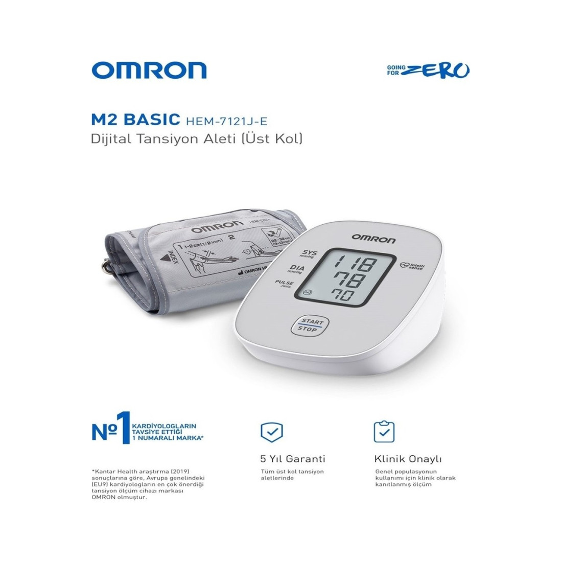 Omron M2 Basic HEM-7121J-E Üst Koldan Ölçer Dijital Tansiyon Aleti