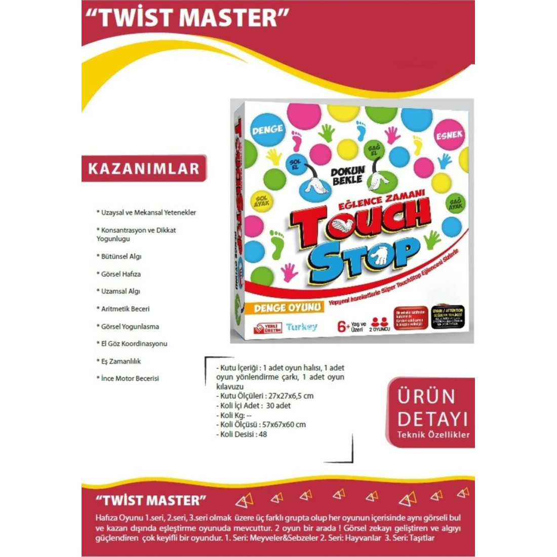 Bundera Twister Master Touch Stop V2-Denge Oyunu Yeni Versiyon Twist Master - Yenilenmiş Versiyon