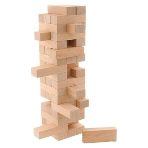 Bundera 54 Parça Denge Oyunu Jenga Kayın Ağacı Doğal Ahşap Büyük Boy
