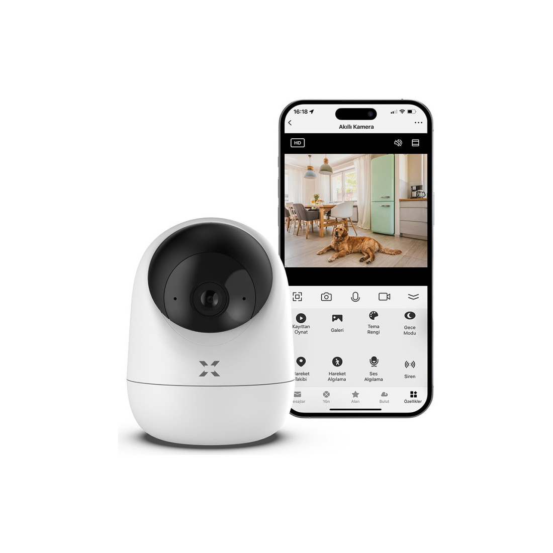 Xenon Smart Ev Kamerası | 2K 3MP, WiFi, Mobil Kontrol, Sesli, 360° Ptz, Hareket Takip, İç Mekan Kamera (X7205)