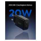 Spigen 20W USB-C Mini Hızlı Şarj Aleti / Şarj Isısını Düşürür GaN Pro Akım Korumalı Güç Adaptörü iPhone & Android & iPad Type-C EE201 Siyah - ACH09217 (Spigen TR Garantili)