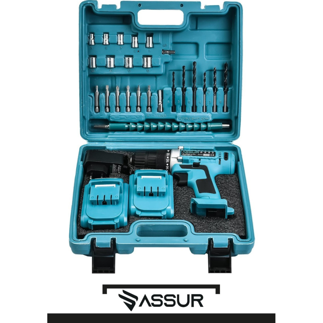 Assur 12V Çift Akülü Vidalama Çelik Şanzıman Bakır Sargılı Şarjlı Matkap