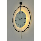 MetaQuartz Aksesuar (Büyük Boy-50*75 cm)Black fred Mat Siyah -Abs Polimer Göbek-Pilli LED (3ADET Pil ile Gelmektedir ) - Modern Duvar Saati
