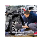 Polham 11 Parça Araba, Motorsiklet Iç ve Dış Detaylı Temizleme Seti, Yıkama ve Kurulama Seti, Bakım Seti