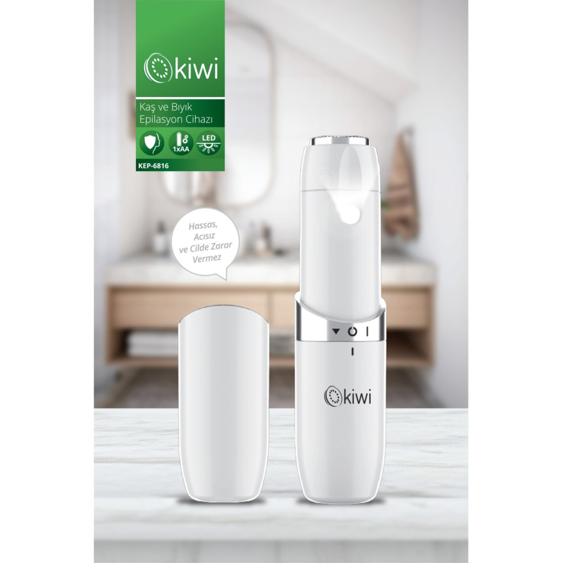 Kiwi KEP-6816 Kaş, Yüz, Hassas Bölgeler Için Otomatik Işıklı Cımbız Epilasyon Cihazı
