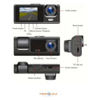 Teknoloji Gelsin 1080P Dash Cam Full Hd Araç içi Kamera Ön Arka ve İç Kayıt 3 Kamera Gece Görüşlü G Sensör Geniş Açı