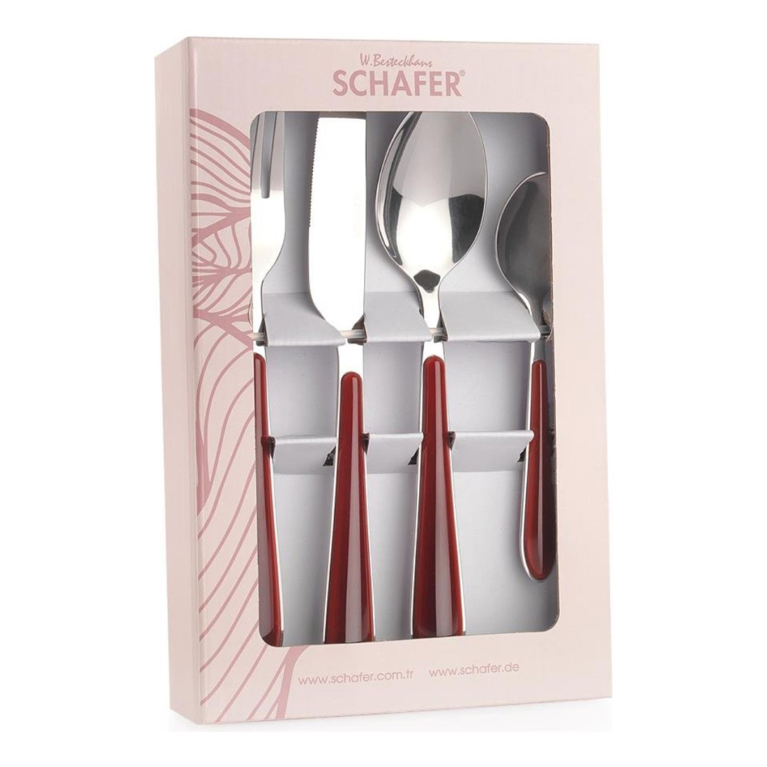 Schafer Mona 24 Parça Çatal Kaşık Bıçak Takımı-kırmızı02