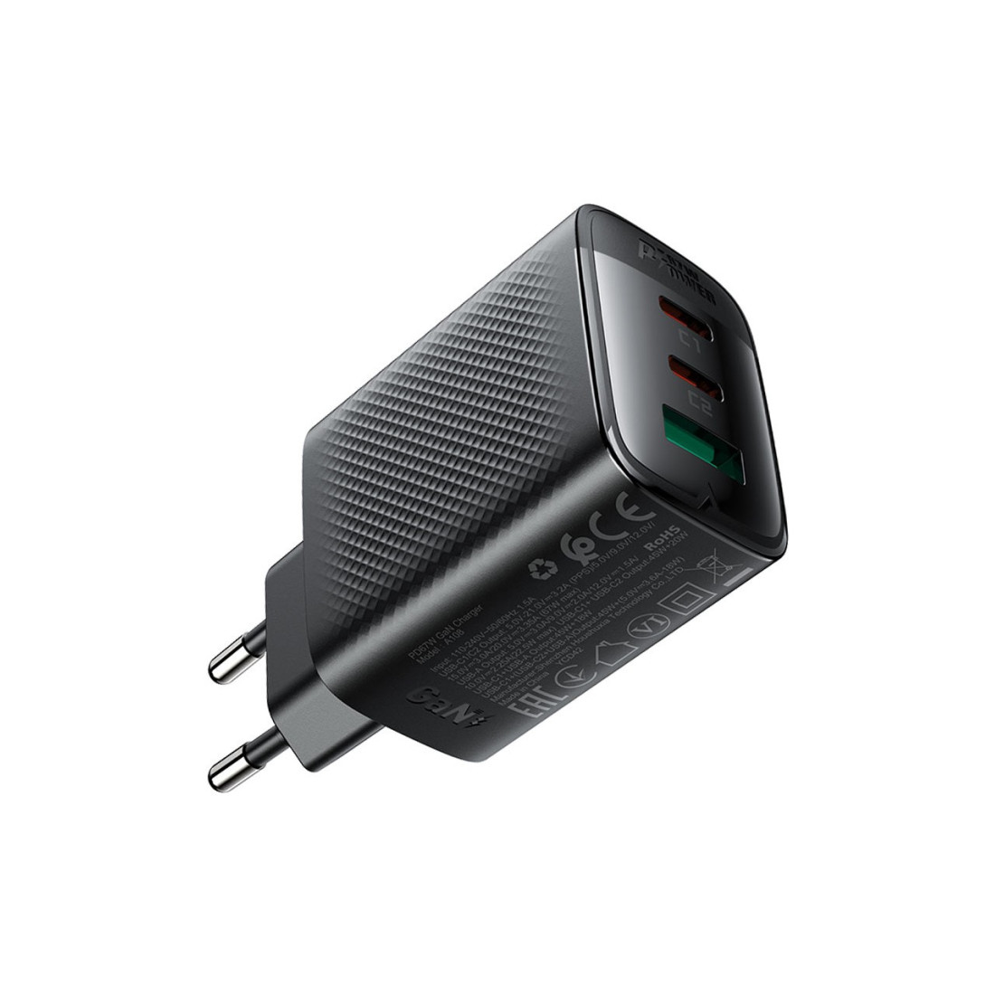 Acefast 67W PD 2X USB-C + USB-A 3 Port Hızlı Şarj Aleti Isı Düşüren GaN Destekli Akım Korumalı Güç Adaptörü iPhone & Android & iPad & MacBook Type-C - A108 (Acefast Türkiye Garantili)