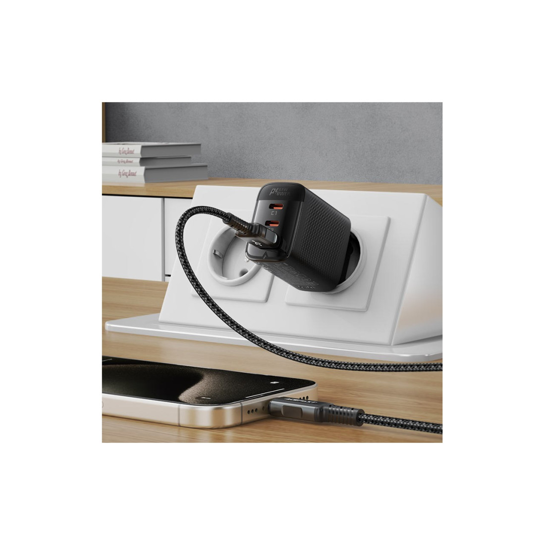 Acefast 67W PD 2X USB-C + USB-A 3 Port Hızlı Şarj Aleti Isı Düşüren GaN Destekli Akım Korumalı Güç Adaptörü iPhone & Android & iPad & MacBook Type-C - A108 (Acefast Türkiye Garantili)
