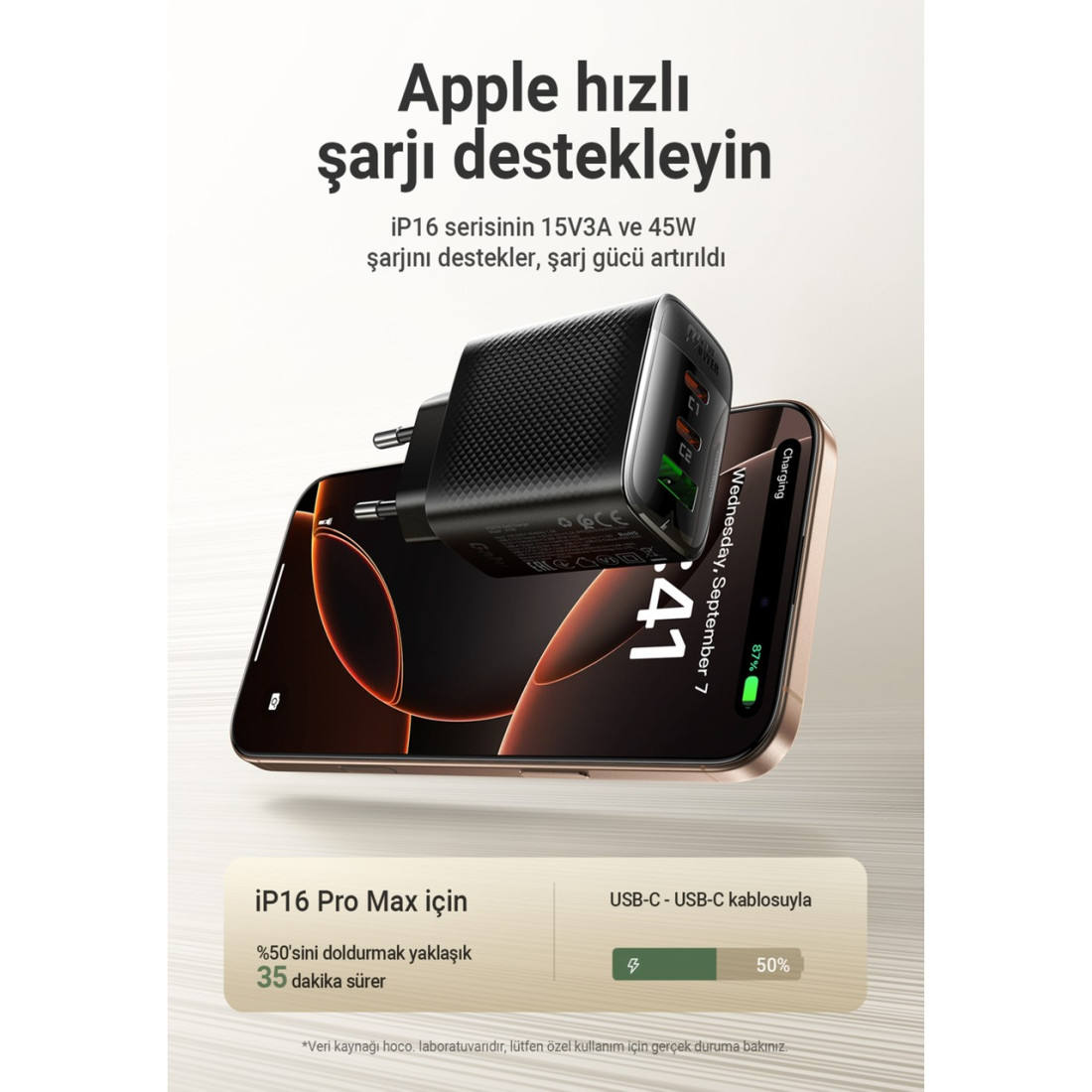 Acefast 67W PD 2X USB-C + USB-A 3 Port Hızlı Şarj Aleti Isı Düşüren GaN Destekli Akım Korumalı Güç Adaptörü iPhone & Android & iPad & MacBook Type-C - A108 (Acefast Türkiye Garantili)