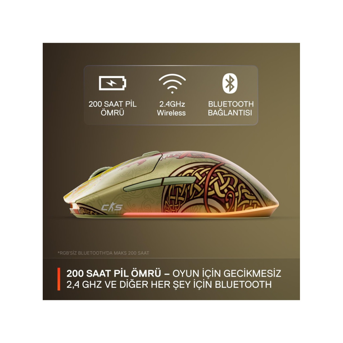 SteelSeries Kablosuz Oyuncu Mouse CS2 Dragon Lore Edition 18000 DPI Oyun İçin Altın Renk