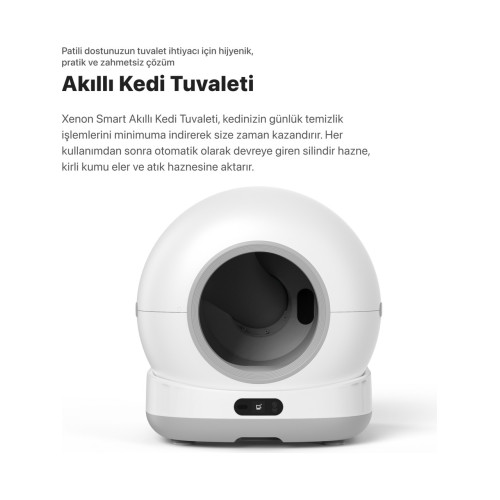 Xenon Smart Akıllı Otomatik Kedi Tuvaleti Uv Sterilizasyonlu 72L Hacim 7l Kapasiteli Mobil Uygulama Kontrollü Cat Cleaner X8624
