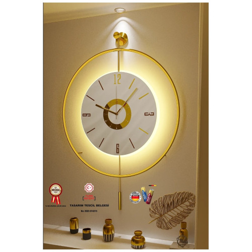 MetaQuartz Aksesuar Metal - İskandinav Kadran Gold (BÜYÜK BOY 50X75CM) ( 3adet Pil Gelmektedir)- Metal Duvar Saati
