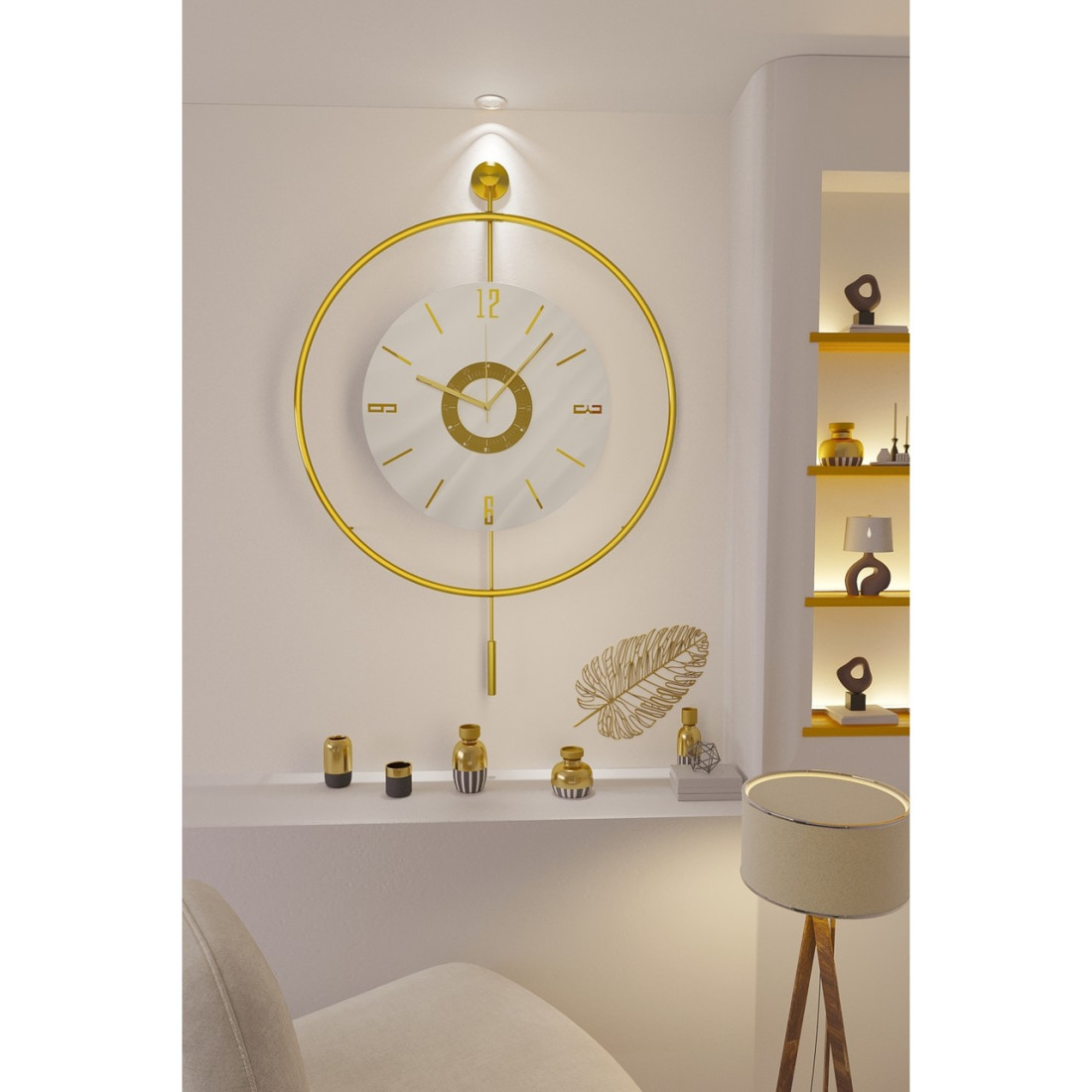 MetaQuartz Aksesuar Metal - İskandinav Kadran Gold (BÜYÜK BOY 50X75CM) ( 3adet Pil Gelmektedir)- Metal Duvar Saati