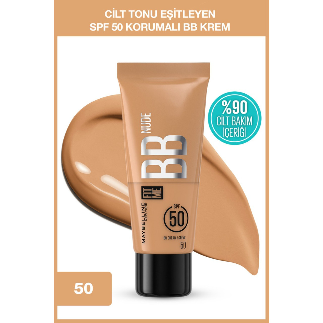 Maybelline New York Fit Me Nude Cilt Bakımı Etkili Nemlendirici SPF50 BB Krem - Nötr Orta Ton