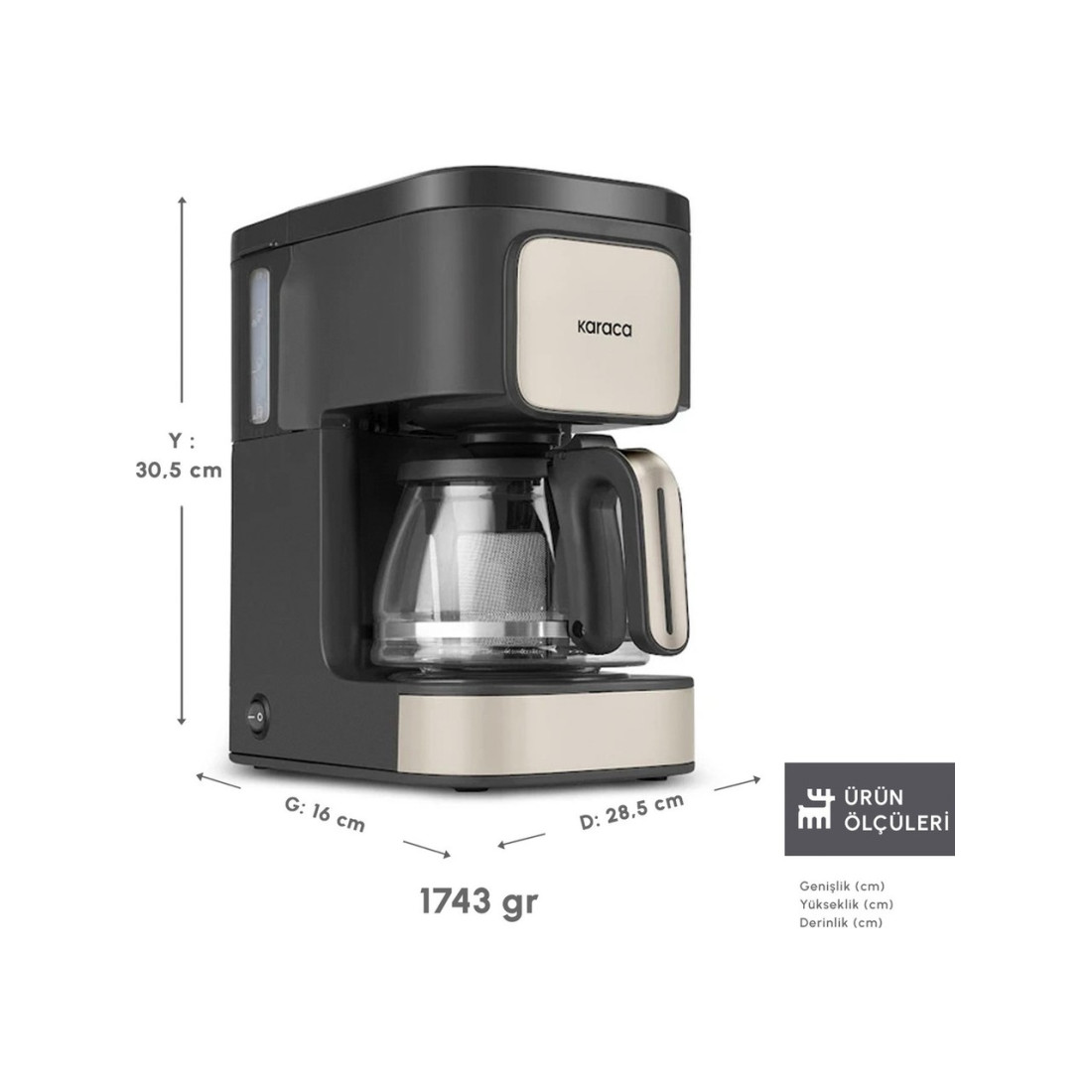 Karaca Just Coffee Aroma 2 In 1 Filtre Kahve ve Çay Demleme Makinesi Bej