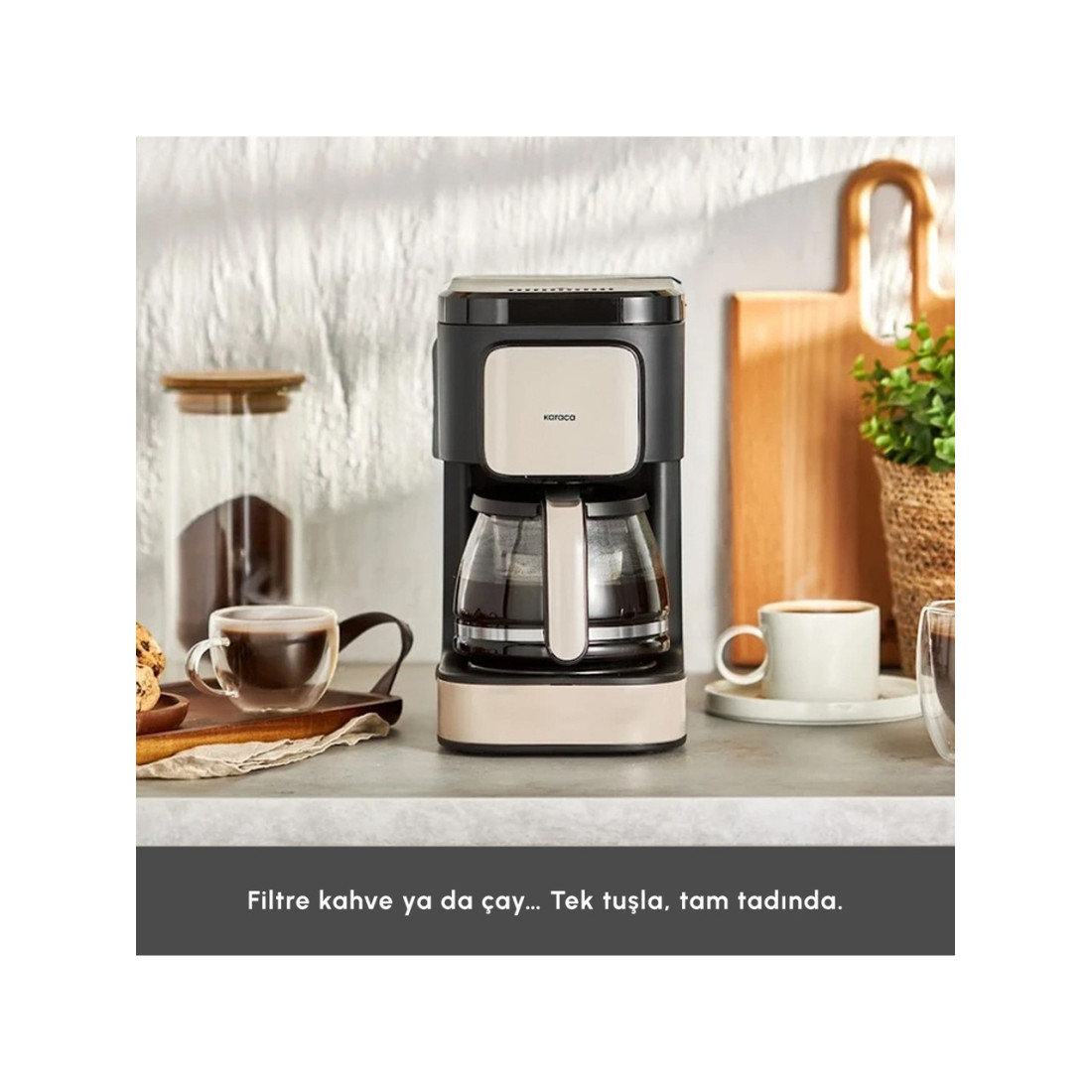 Karaca Just Coffee Aroma 2 In 1 Filtre Kahve ve Çay Demleme Makinesi Bej
