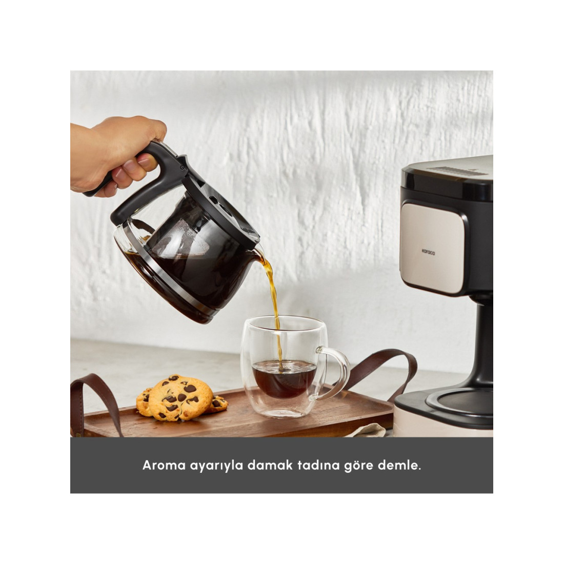 Karaca Just Coffee Aroma 2 In 1 Filtre Kahve ve Çay Demleme Makinesi Bej