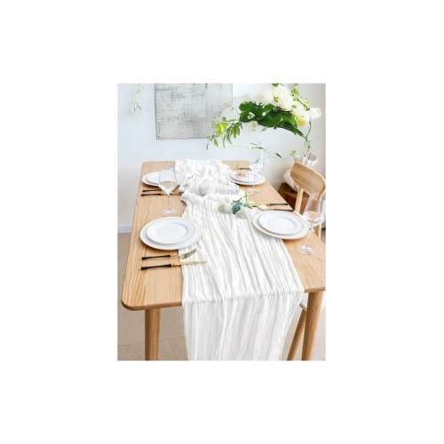 Kitchen Vogue Bohem Dekoratif Runner Masa Örtüsü (90x180) - Beyaz